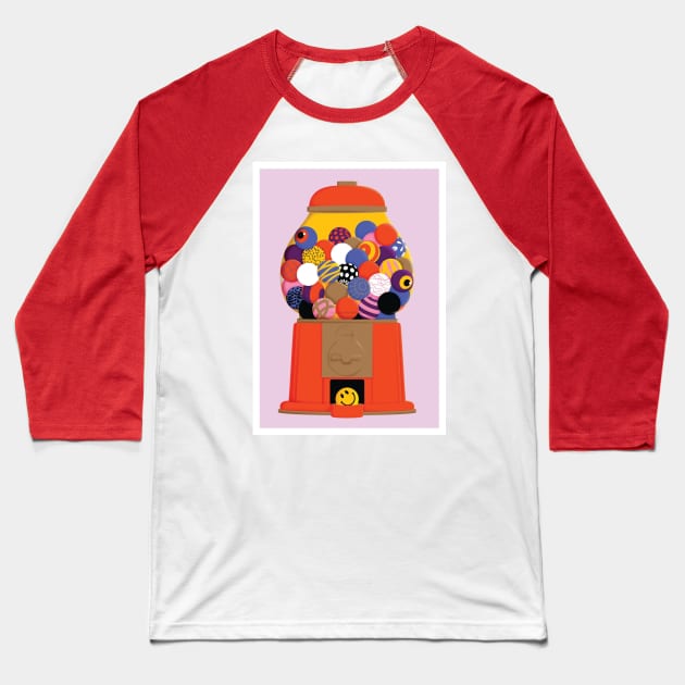 Gumball Illustration Baseball T-Shirt by Honeynandal